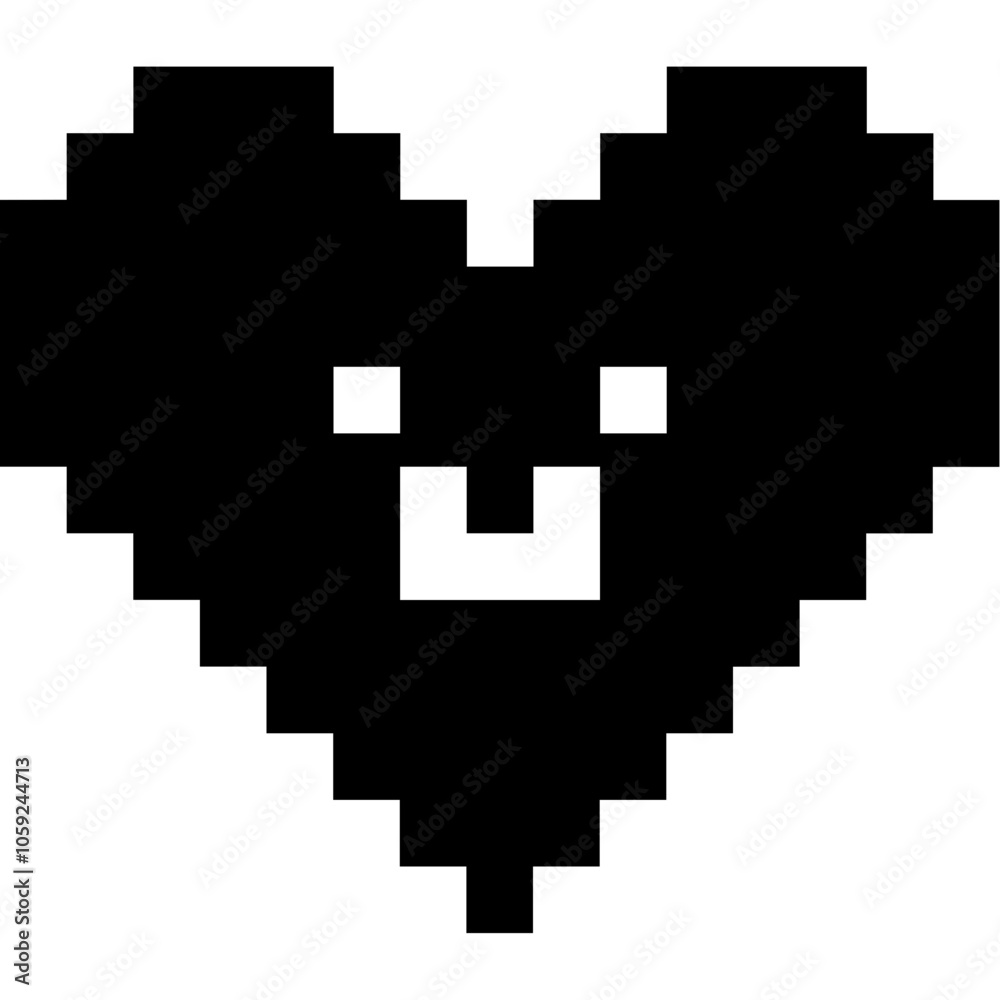 8 bit pixel love icon with smile 8 bit pixel love icon with smile