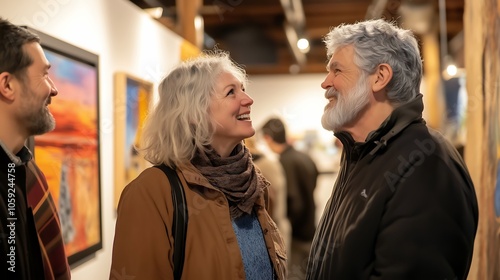 Joyful Seniors Enjoying an Art Exhibition Together