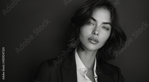 Black and White Portrait of a Woman With Short Hair