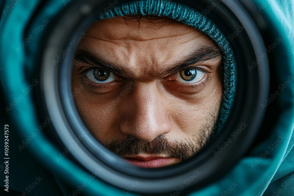 Assassin dressed in a hooded cloak, watching a target from afar through a foggy lens, capturing the patience and focus of a stealth approach, symbolizing strategy and patience Assassin dressed in a hooded cloak, watching a target from afar through a foggy lens, capturing the patience and focus of a stealth approach, symbolizing strategy and patience