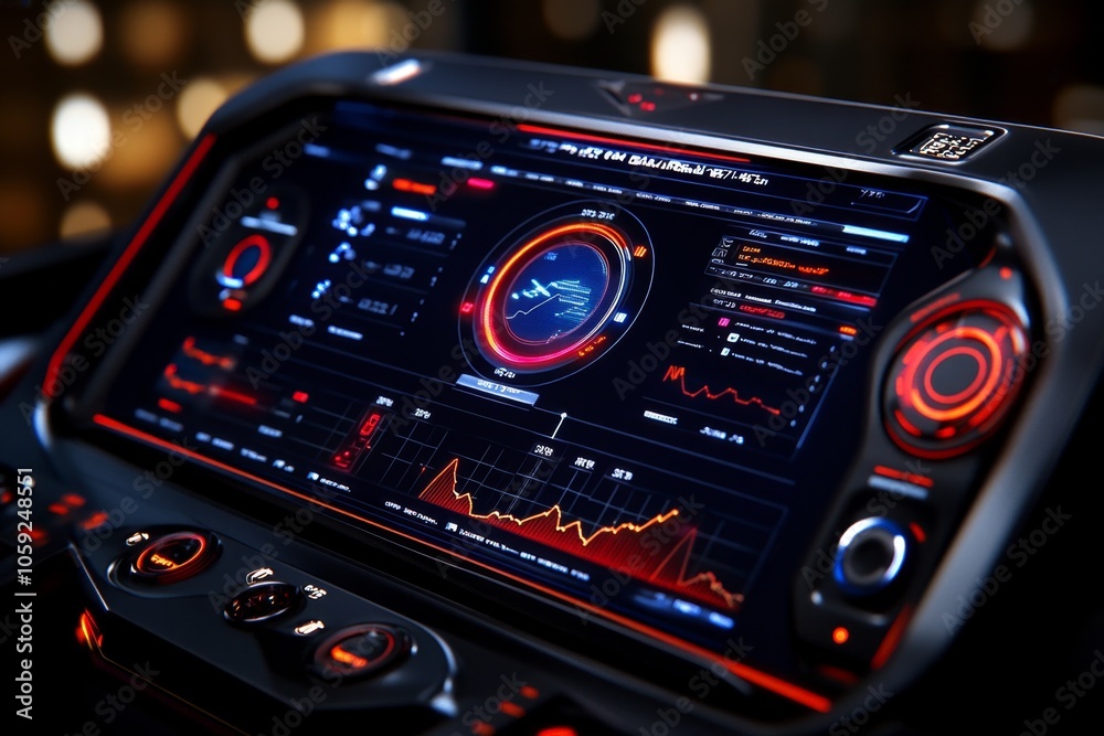 Fototapeta premium Close-up of analytical tools on a screen with layered charts and color-coded statistics, capturing the intensity of data mining for insights, symbolizing precision and understanding