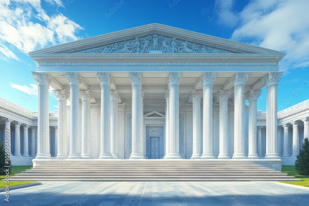 Ancient Greek Temple with Columns and Steps