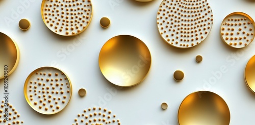 Golden droplets form an elegant pattern on a smooth, light background