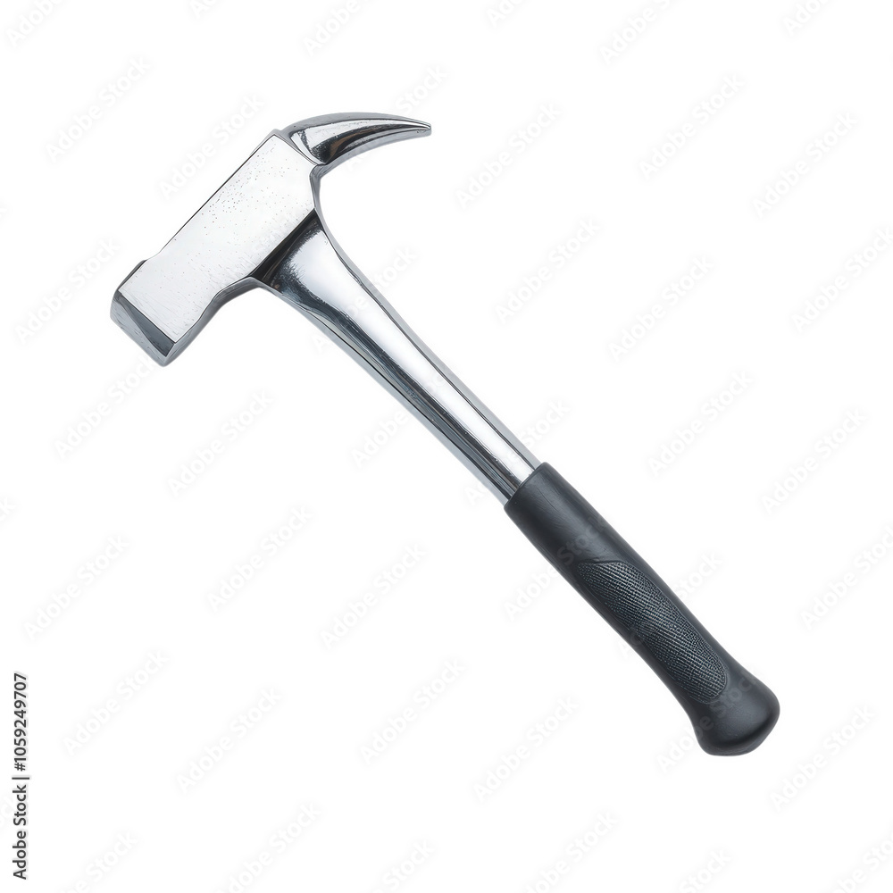 A hammer with a black handle and a silver head on Transparent background