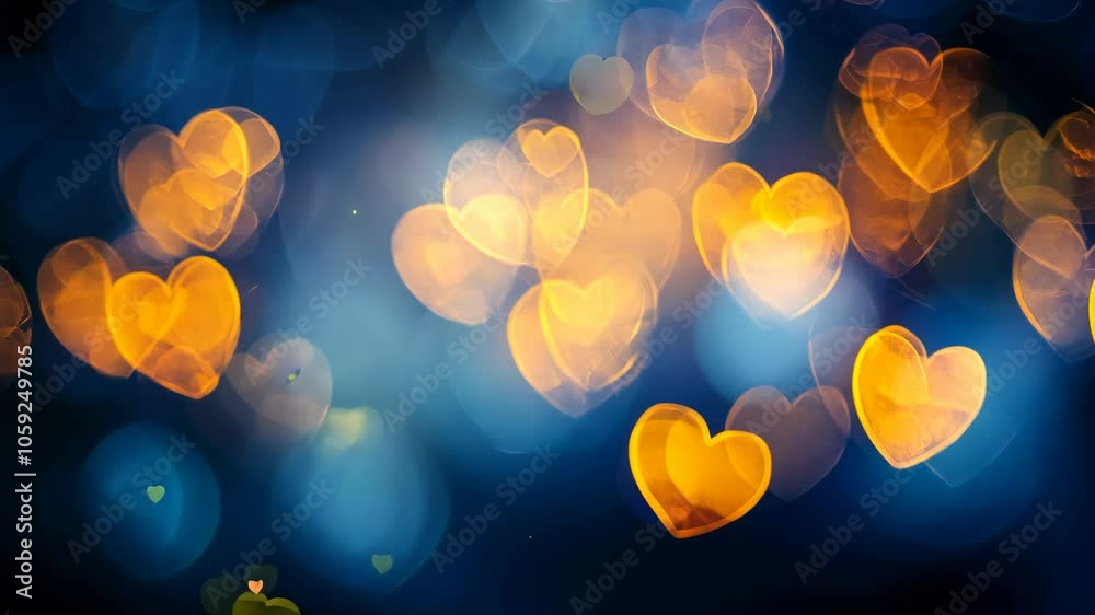 A blurry image of many yellow hearts