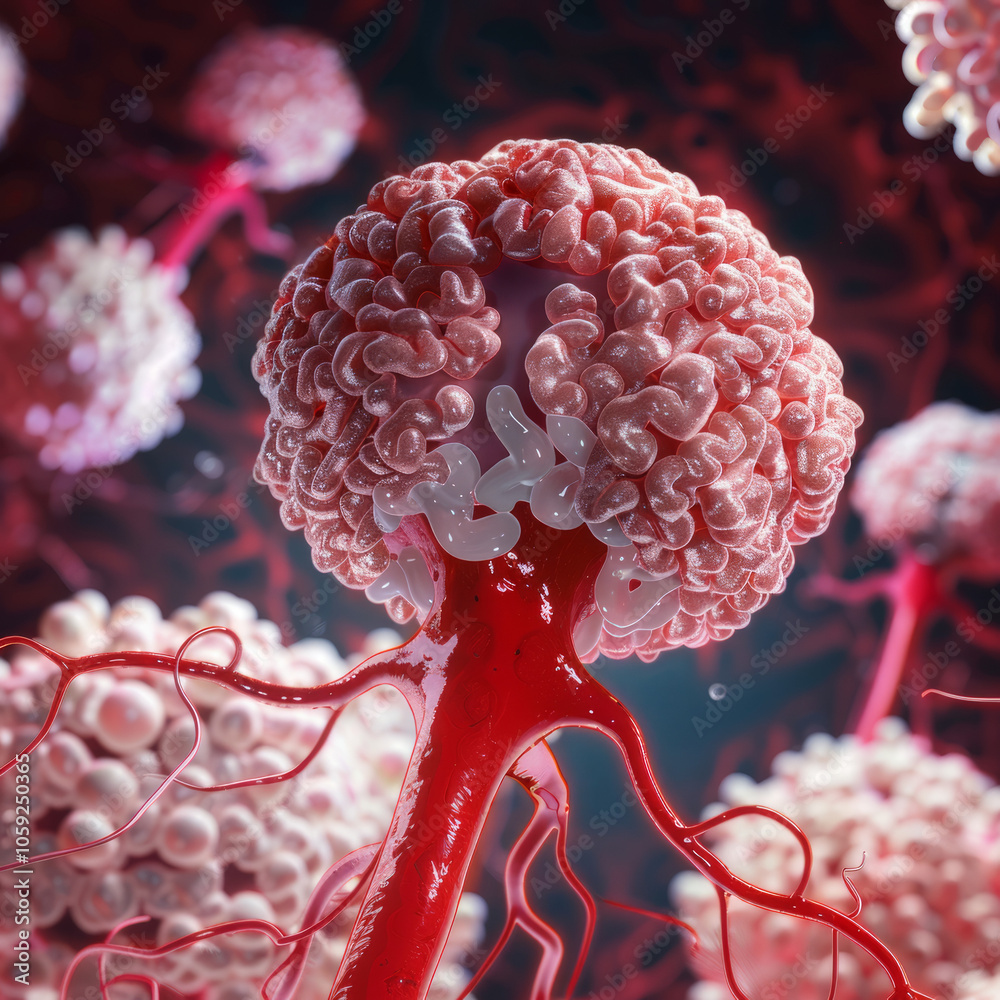 Red and White Cell Illustration of Polycystic Ovary Syndrome vs Normal ...
