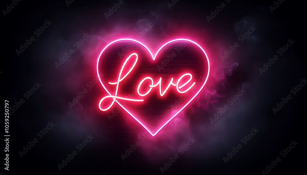 Glowing Neon Heart with Glowing Neon Heart with