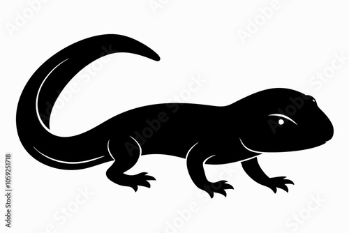 salamander vector silhouette illustration, skink silhouette, iguana-a-silhouette-vector-with-white-background.