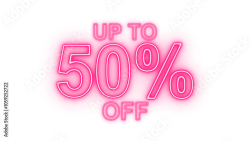 50 percent off sale discount png. Up to 50% off neon light sign.