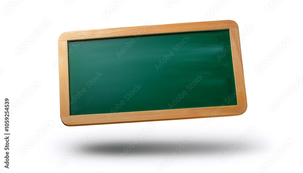 Green school chalkboard floating or flying isolated white background Green school chalkboard floating or flying isolated white background