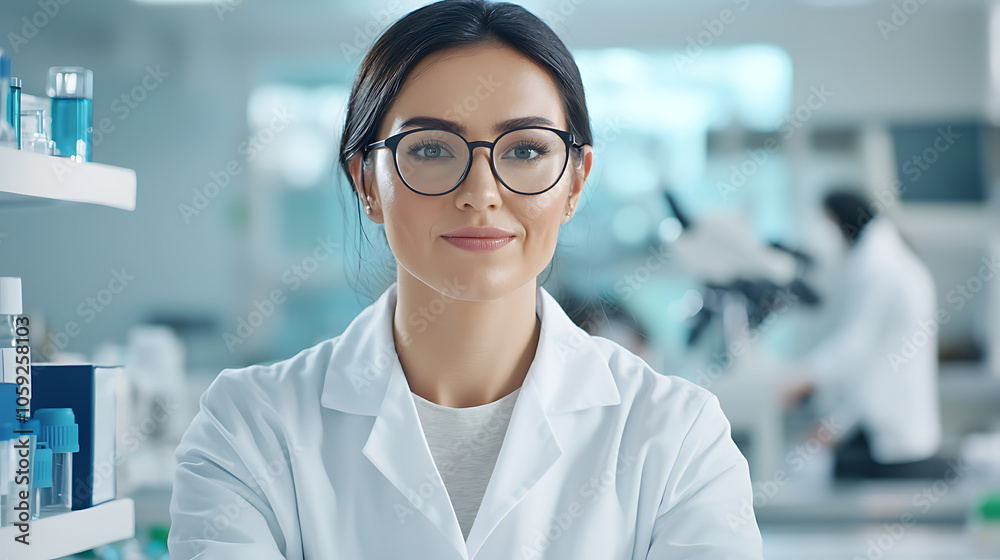 Fototapeta premium Empowering health insights a medical researcher's journey in a laboratory setting