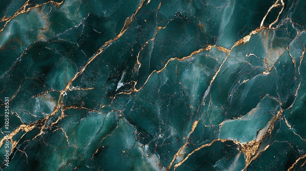 Elegant green marble texture with gold veins, perfect for backgrounds, wallpapers, or any design project that requires a touch of luxury and sophistication. Elegant green marble texture with gold veins, perfect for backgrounds, wallpapers, or any design project that requires a touch of luxury and sophistication.