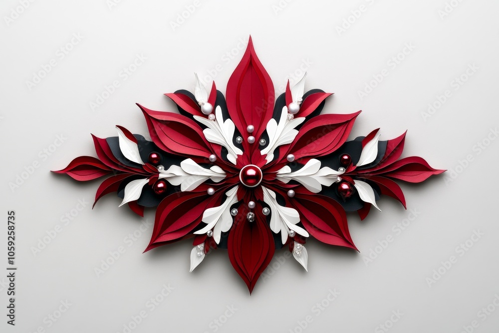 a 2D cartoon illustration of a paper cutout of a snowflake festive and detailed white background a 2D cartoon illustration of a paper cutout of a snowflake festive and detailed white background