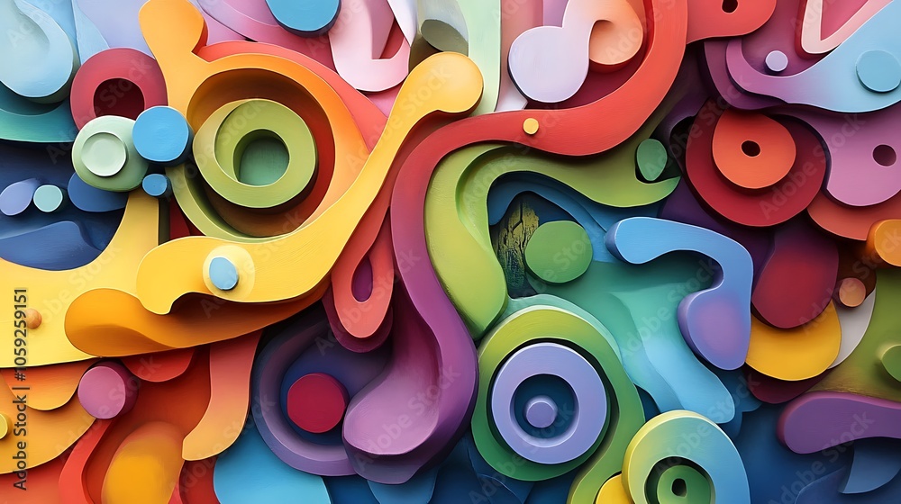  abstract painting of a variety of shapes  