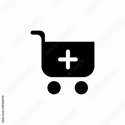 shopping cart plus add create icon sign vector