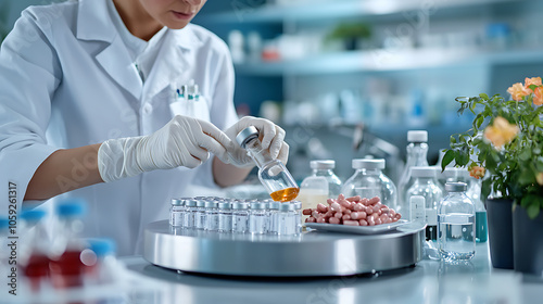 Wallpaper Mural Pharmacist preparing vaccines a focus on health and wellness in modern pharmacy practices Torontodigital.ca