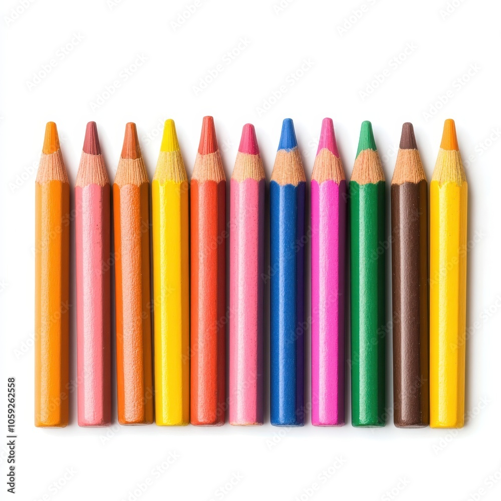 A vibrant collection of colored pencils arranged in a row, showcasing various shades such as red, blue, yellow, and green, ideal for art and creativity. A vibrant collection of colored pencils arranged in a row, showcasing various shades such as red, blue, yellow, and green, ideal for art and creativity.
