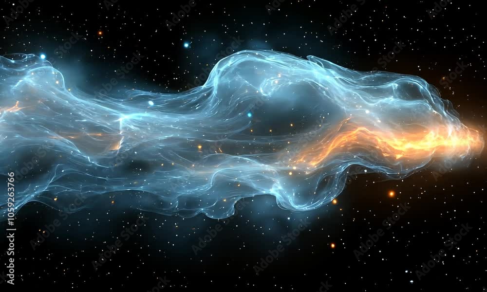 Ethereal nebula with glowing gas and stars in deep space. Ethereal nebula with glowing gas and stars in deep space.