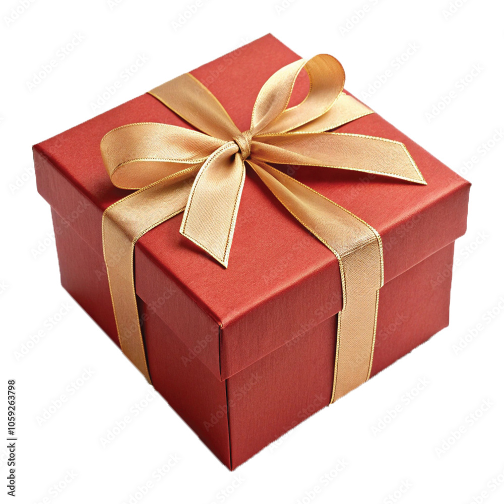 Red Gift Box with Golden Ribbon for Christmas, Birthday and Valetine Day. Red Gift Box with Golden Ribbon for Christmas, Birthday and Valetine Day.