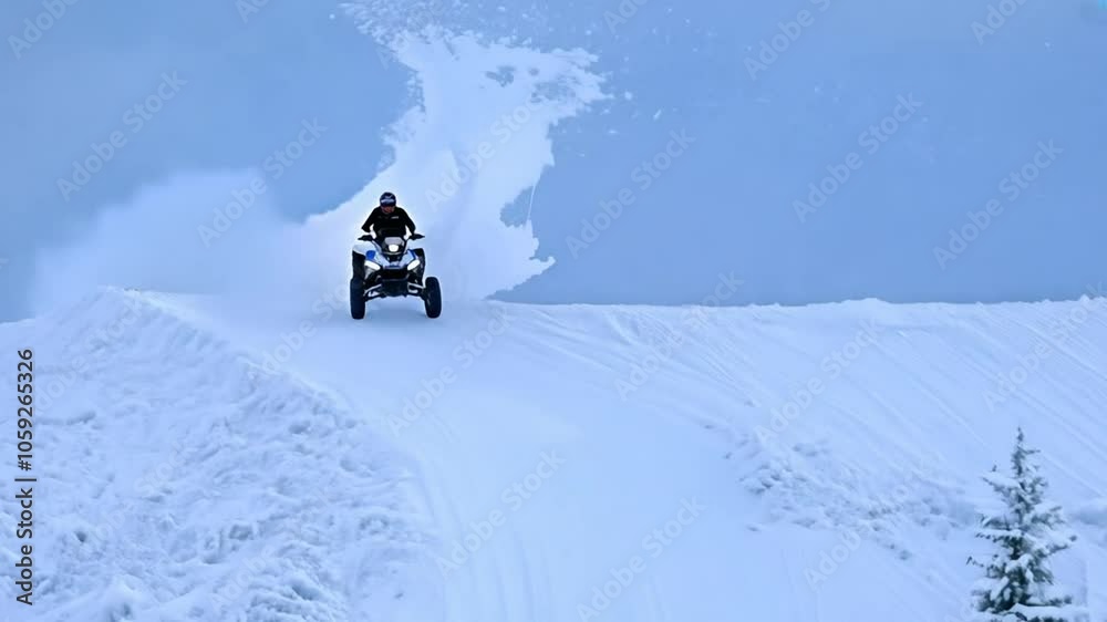 rider snow jumping AI piste snowmobile covered Generated helmet Extreme race Motocross face motorcycle offroad vehicle snowy winter mountain cold adventure transport transportation sky outdoors trave