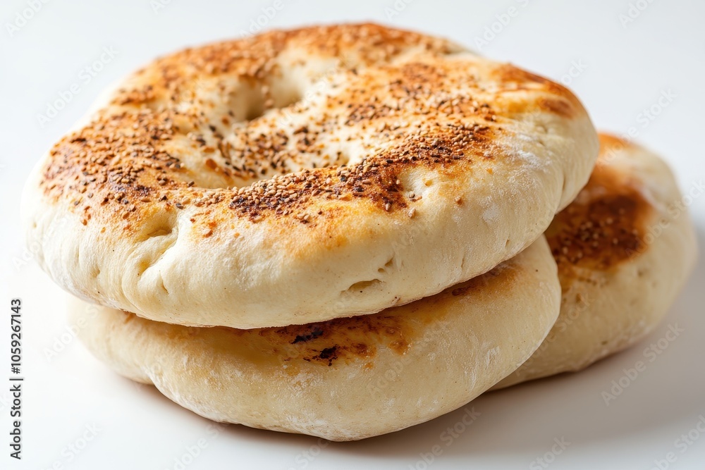 Isolated piece of small Lebanese Arabic bread on a white background Isolated piece of small Lebanese Arabic bread on a white background