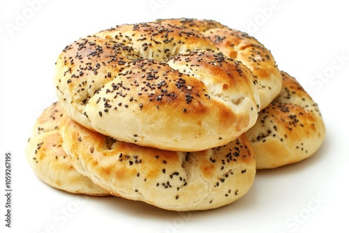 Isolated small Lebanese Arabic bread on white photo