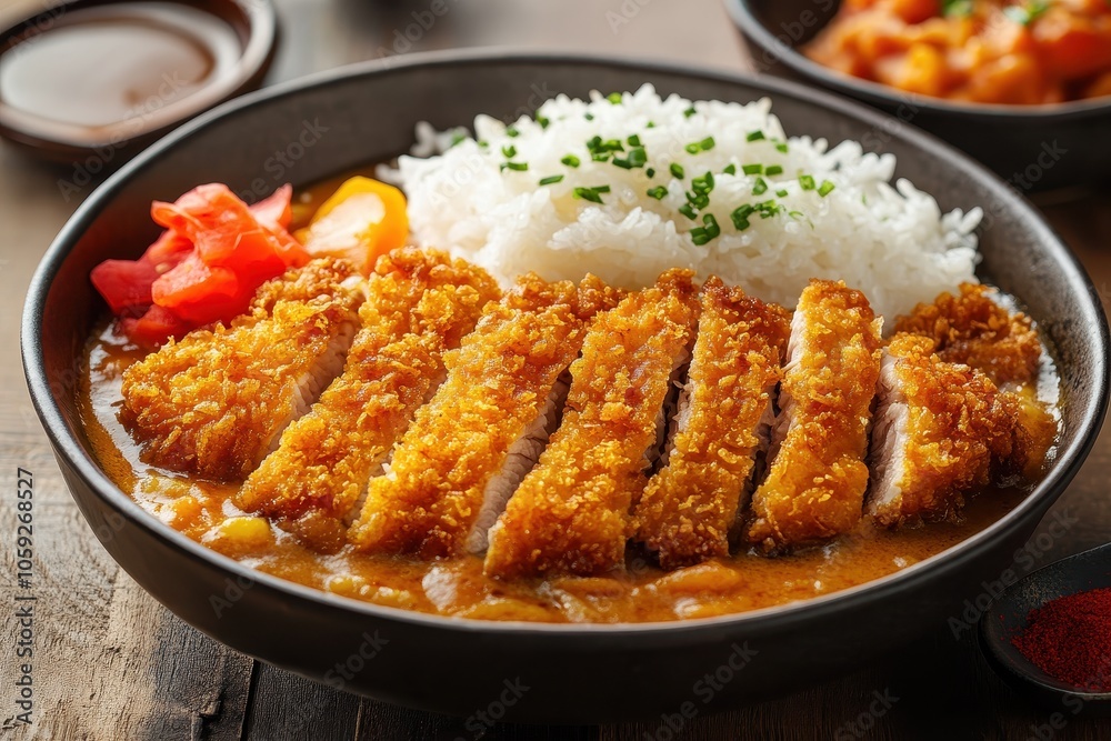 Japanese curry with deep fried chicken cutlet Japanese curry with deep fried chicken cutlet