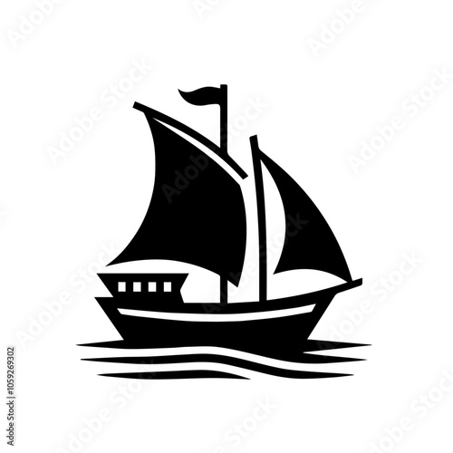 Fishing Boat Silhouette Vector for Marine and Nautical Designs