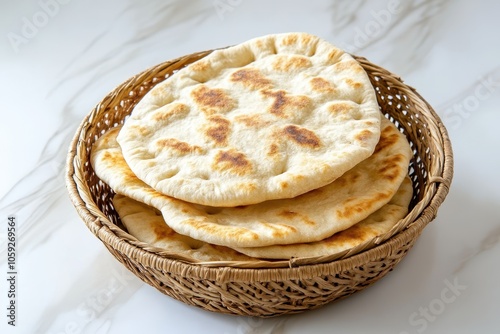 Kuboos or khubz pita in a basket photo