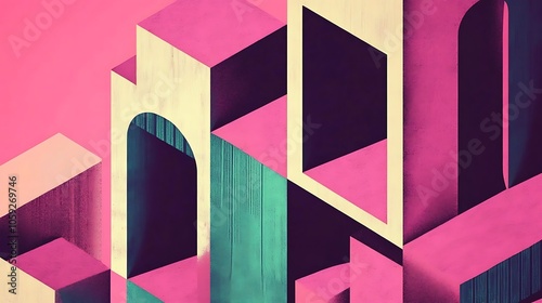 Fragmented Cubist Inspired Illustration in Bold Colors photo