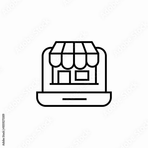 online shop store laptop icon sign vector