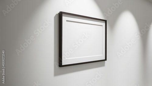 Simple Black Frame on a White Wall Ready for Artwork or Decoration