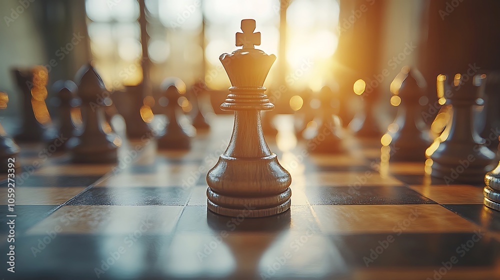 Fallen king on chessboard close-up in dramatic light showing themes of competition Fallen king on chessboard close-up in dramatic light showing themes of competition