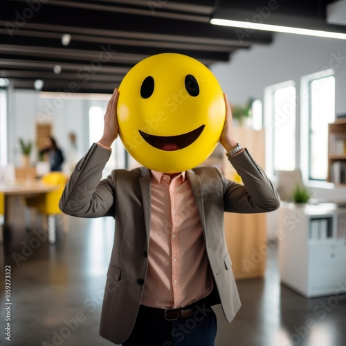 Embracing positivity in the workplace a creative approach to boosting employee morale with a smiley face theme photo