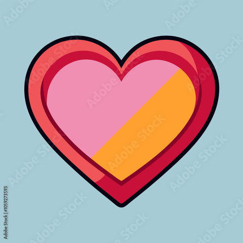 A vibrant, cartoon-style heart illustration, featuring a pink and orange color scheme. This playful design is perfect for adding a touch of love and cheer to your projects.
