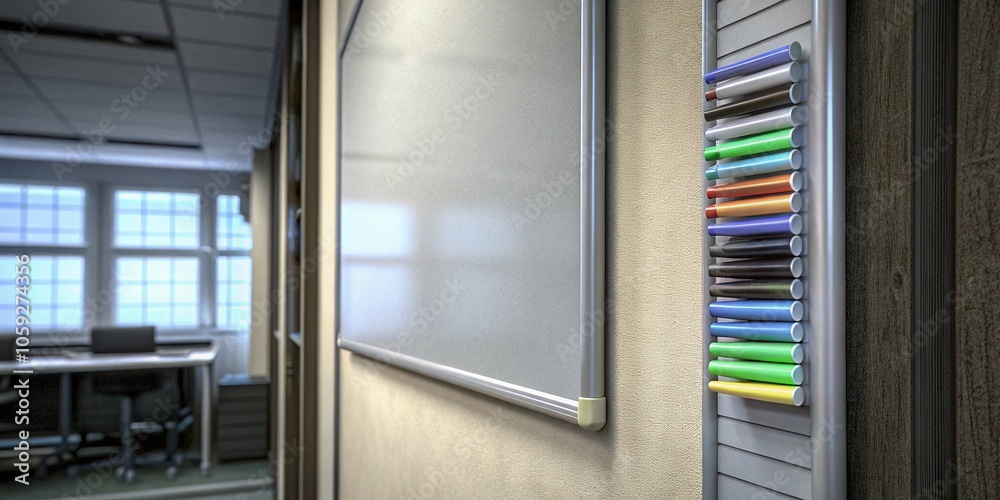 Clean Whiteboard with Markers for Modern Office Aesthetic - Ideal Wallpaper Background Clean Whiteboard with Markers for Modern Office Aesthetic - Ideal Wallpaper Background