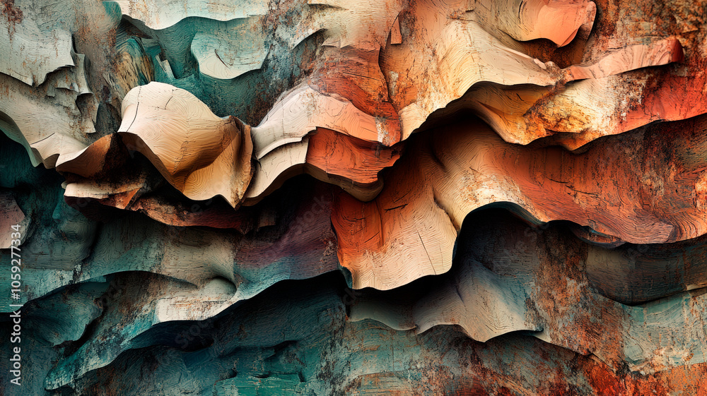 Abstract fluid art with turquoise and coral tones. Wavy layered shapes with organic flowing patterns. Marbled paint texture. Modern artistic background concept Abstract fluid art with turquoise and coral tones. Wavy layered shapes with organic flowing patterns. Marbled paint texture. Modern artistic background concept