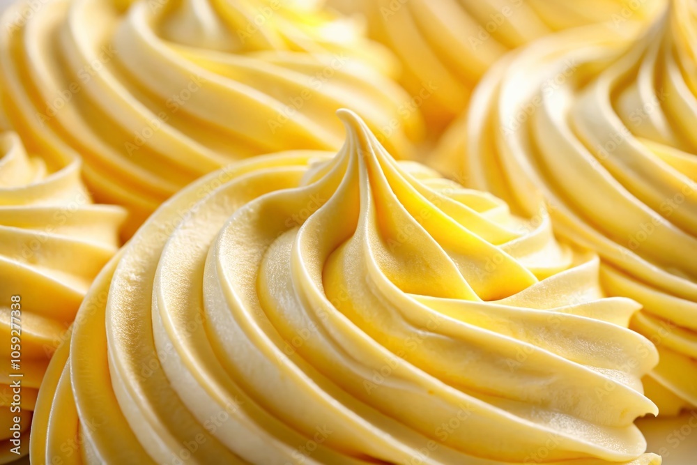 Close-Up of Creamy Yellow Whipped Cream Texture for Background - Perfect for Food Photography, Textures, and Culinary Art Projects Close-Up of Creamy Yellow Whipped Cream Texture for Background - Perfect for Food Photography, Textures, and Culinary Art Projects