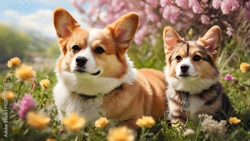 two dogs playing in the park