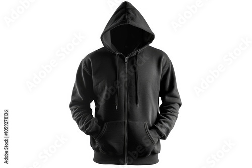 blank black male hoodie sweatshirt long sleeve with clipping path