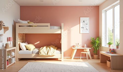 stylish children's room with a bunk bed