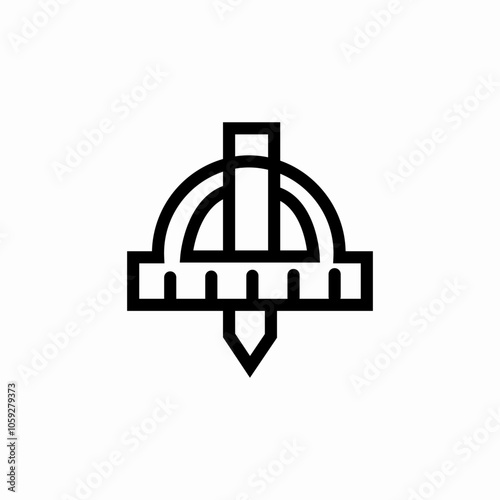 protractor pencil icon sign vector