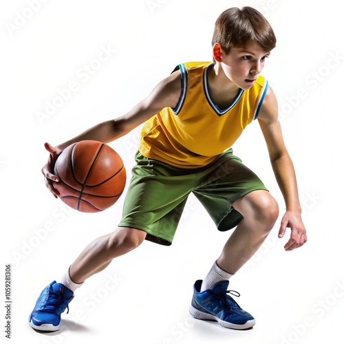 Young kid playing basketball generative ai