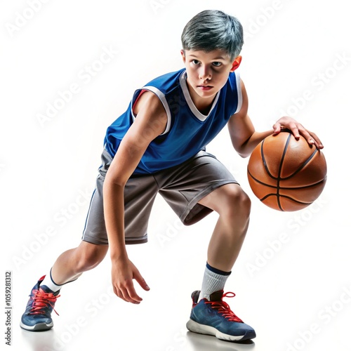 Young kid playing basketball generative ai