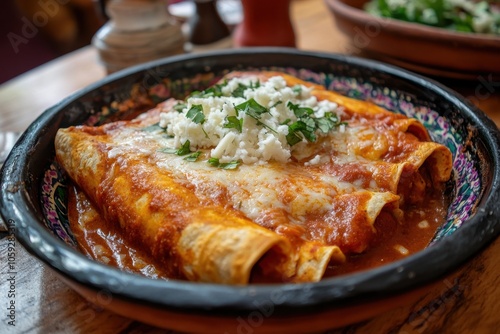 Wallpaper Mural Red enchiladas classic Mexican dish with cheese and tomato sauce Torontodigital.ca