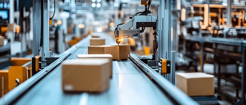 Automated Packaging Process in a Modern Factory Automated Packaging Process in a Modern Factory