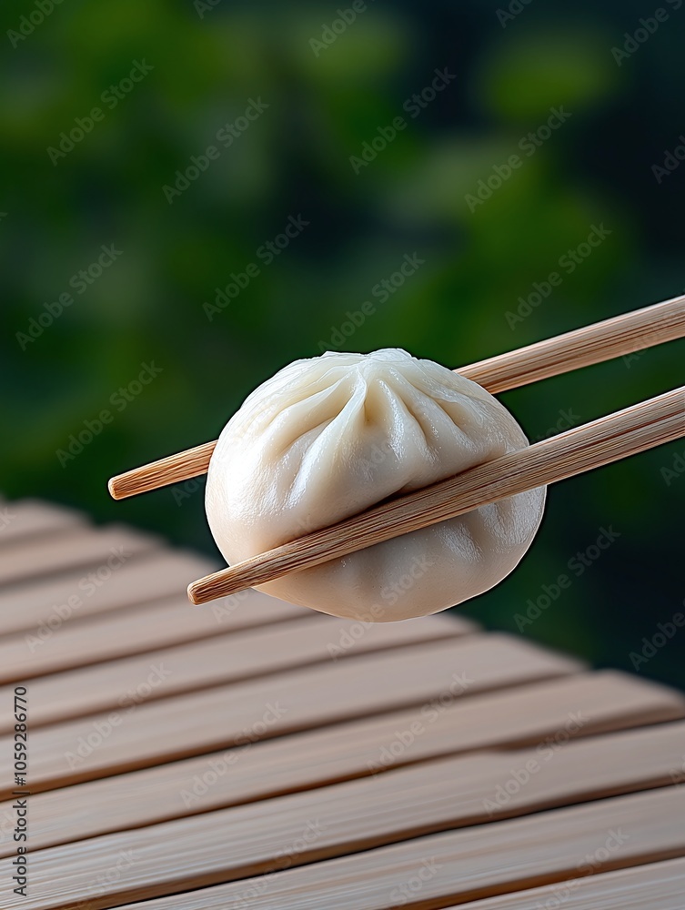 A close-up of chopsticks delicately holding a steamed dumpling, with visible folds and juicy filling, on a soft, pale background for contrast. A close-up of chopsticks delicately holding a steamed dumpling, with visible folds and juicy filling, on a soft, pale background for contrast.
