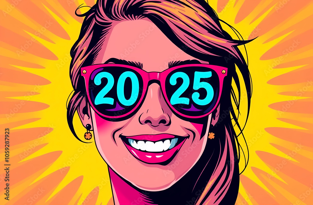 2025 Happy New Year! woman, glasses, face, fashion, illustration, sunglasses, vector, beauty, hair, people, art, cartoon, summer, mask, eye, glamour, party, silhouette, design, lips 2025 Happy New Year! woman, glasses, face, fashion, illustration, sunglasses, vector, beauty, hair, people, art, cartoon, summer, mask, eye, glamour, party, silhouette, design, lips