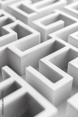 Wallpaper Mural 3D white maze, clean lines, abstract puzzle, minimalistic labyrinth design, bright lighting Torontodigital.ca