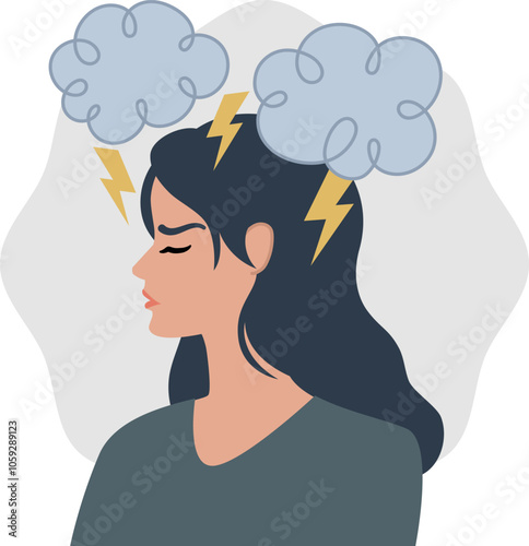 Woman with Stress and Anxiety Illustration